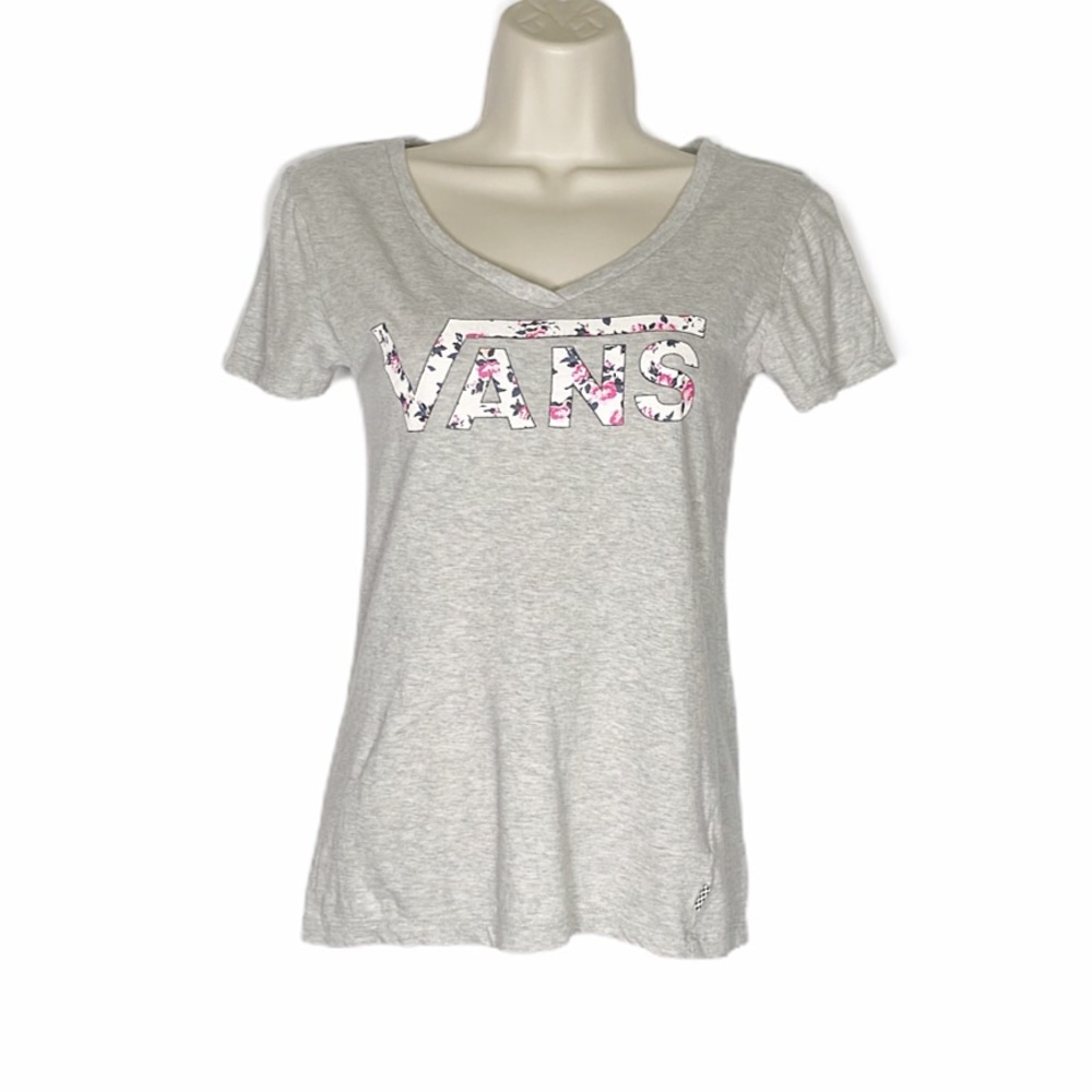Vans Grey Rose Print Logo Tee